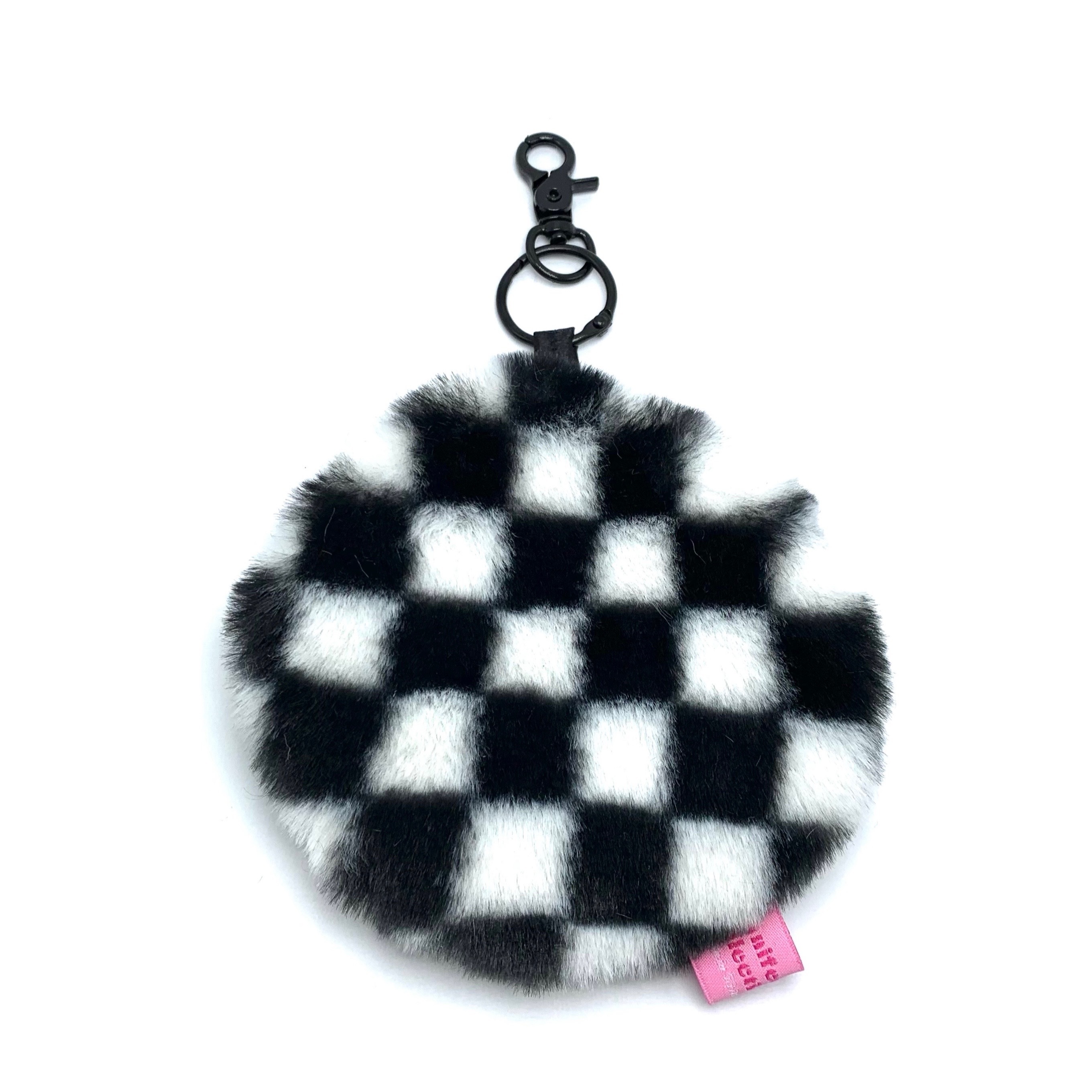 JCC 黑色棋盤格圓圓零錢包掛飾