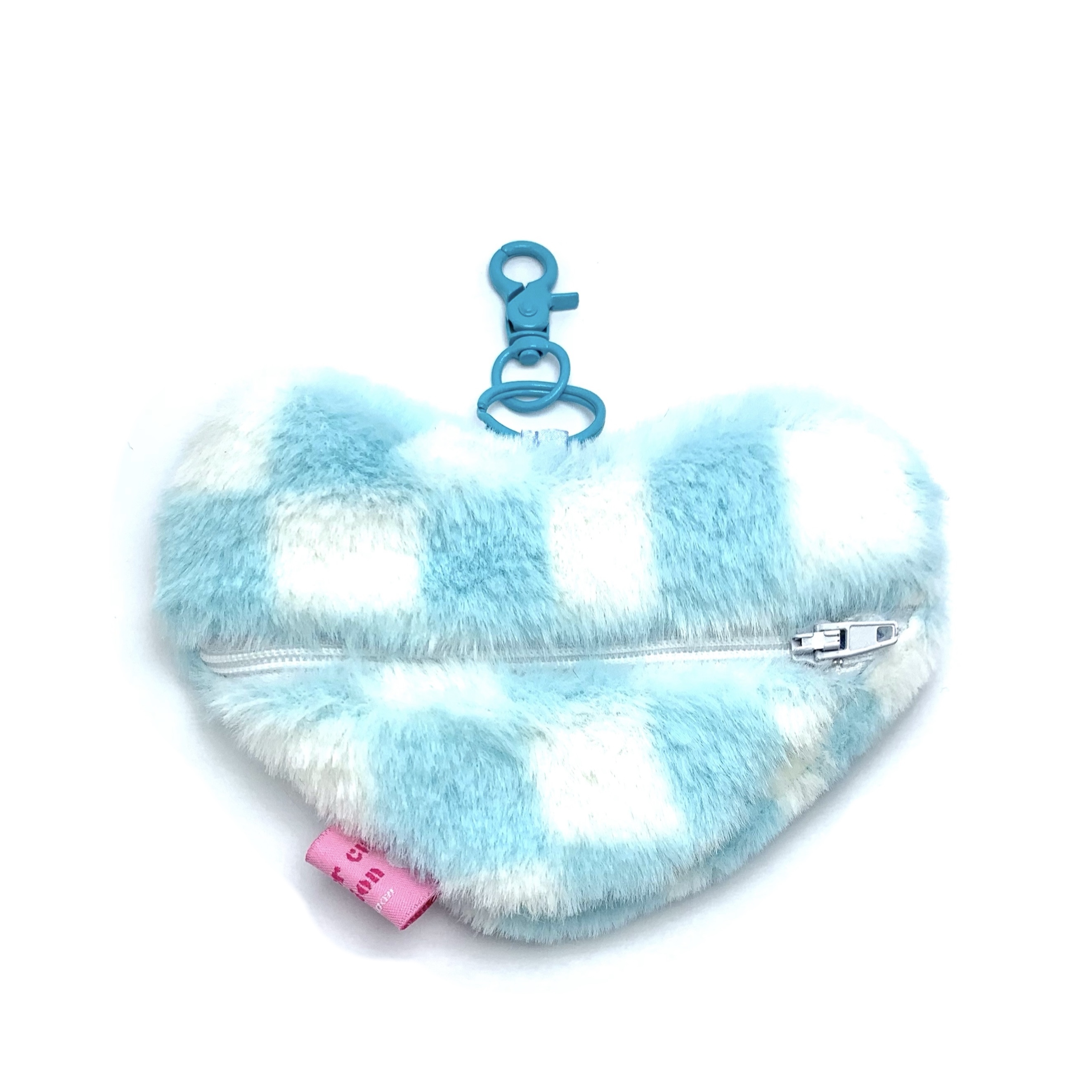 JCC 藍色棋盤格愛心零錢包掛飾