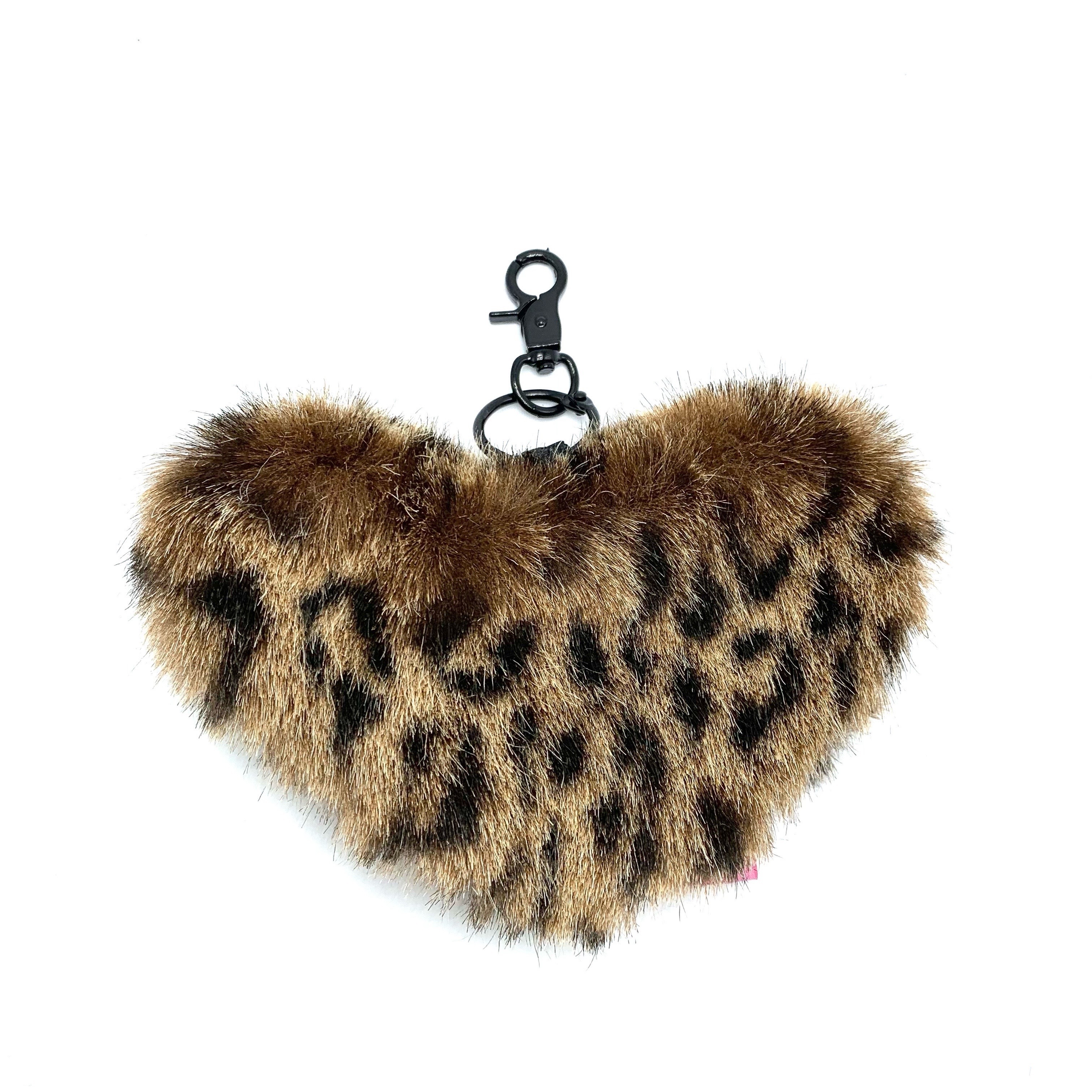 JCC 棕色豹紋愛心零錢包掛飾