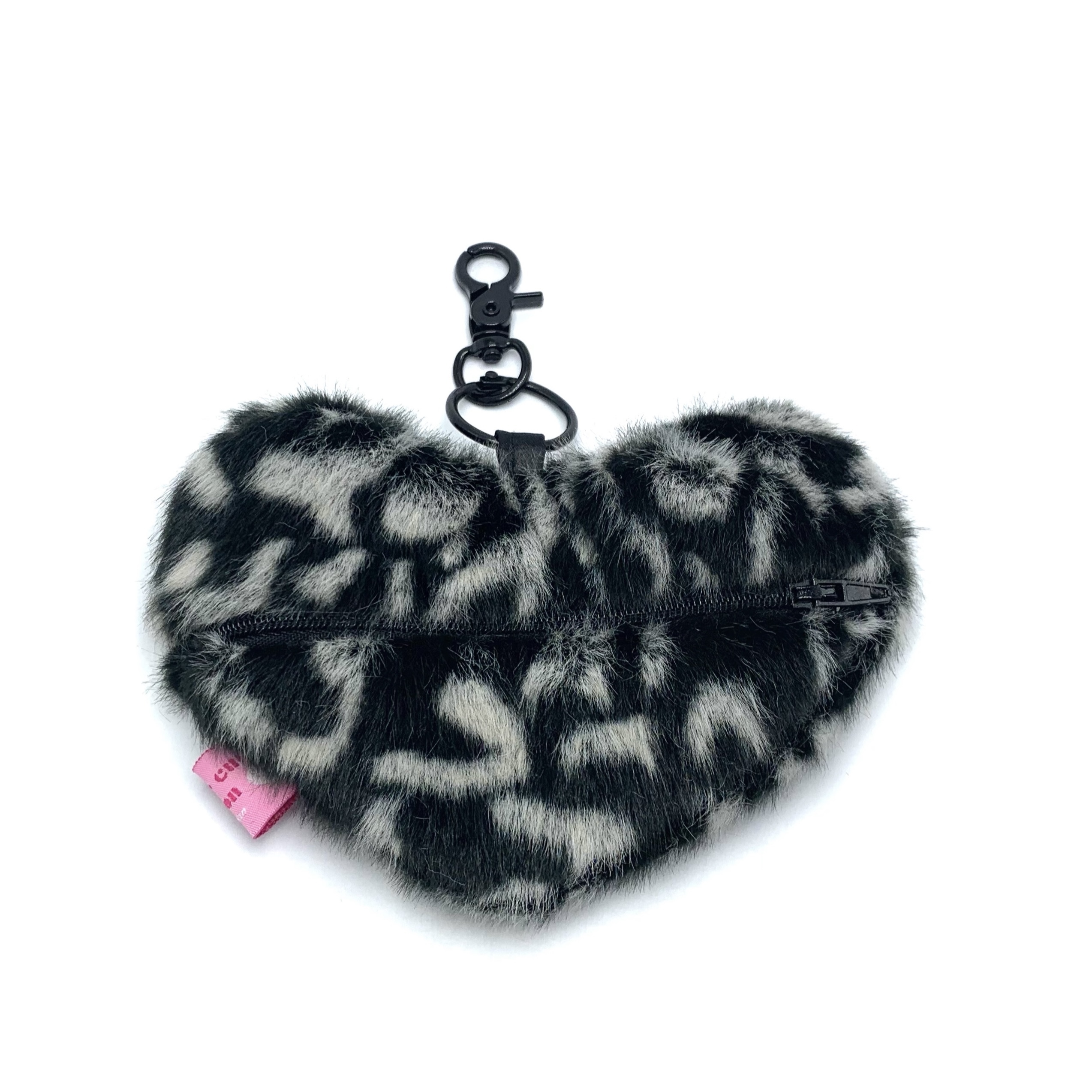 JCC 黑色豹紋愛心零錢包掛飾