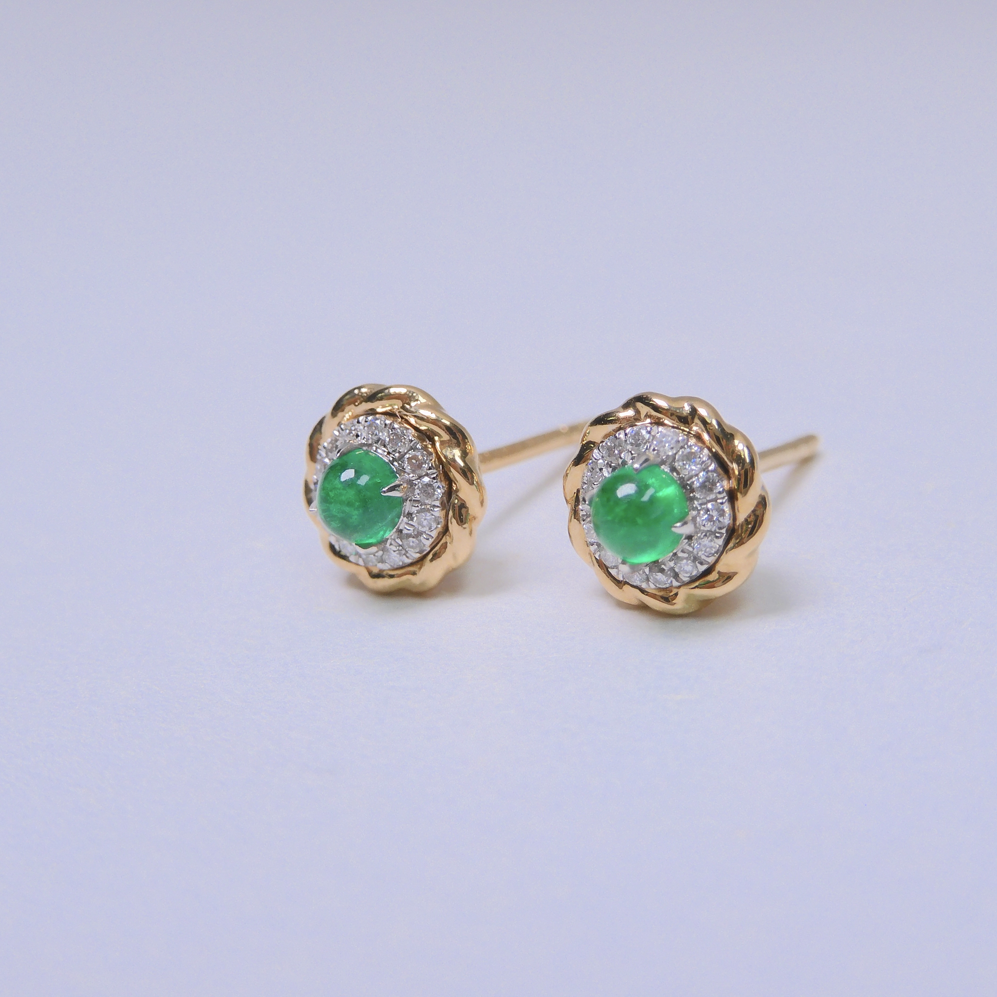 18K金 0.23ct 綠寶石耳釘