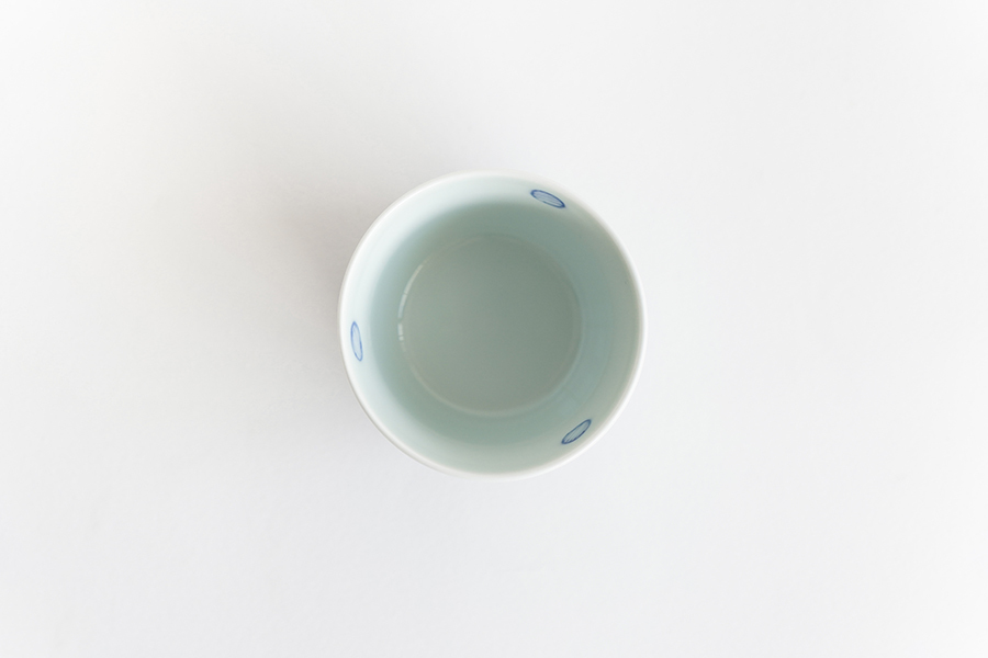 溪山窯-染錦垣根蝶蕎麥豬口
