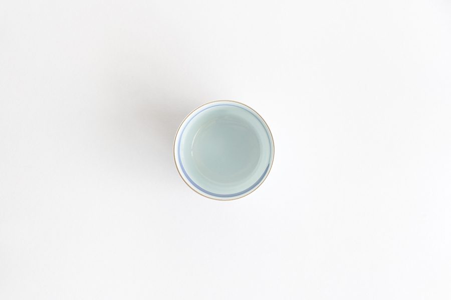 溪山窯-染付吳須刷毛薄手迷你蕎麥豬口