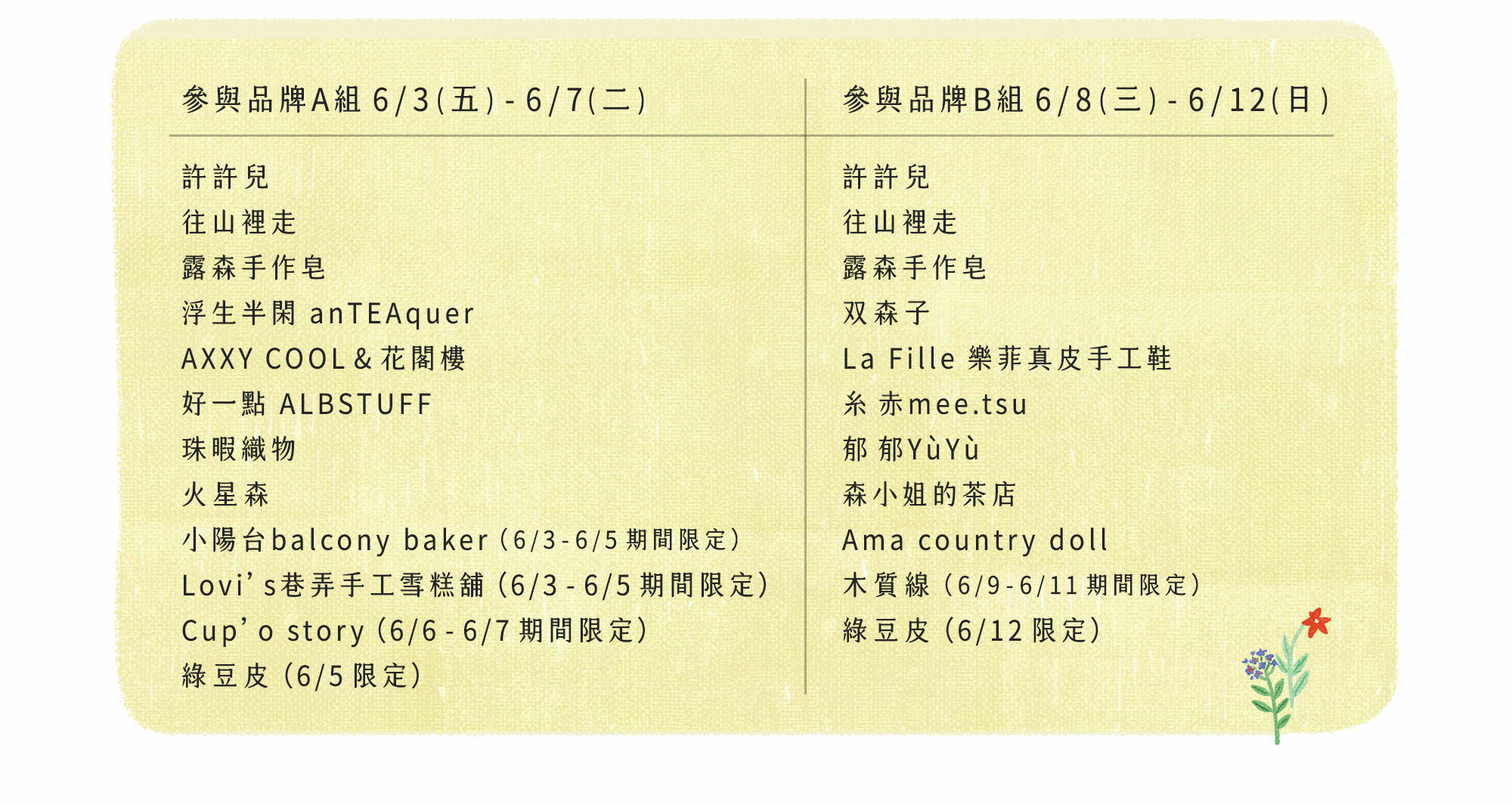 台南-書寫未來市集參與品牌一覽