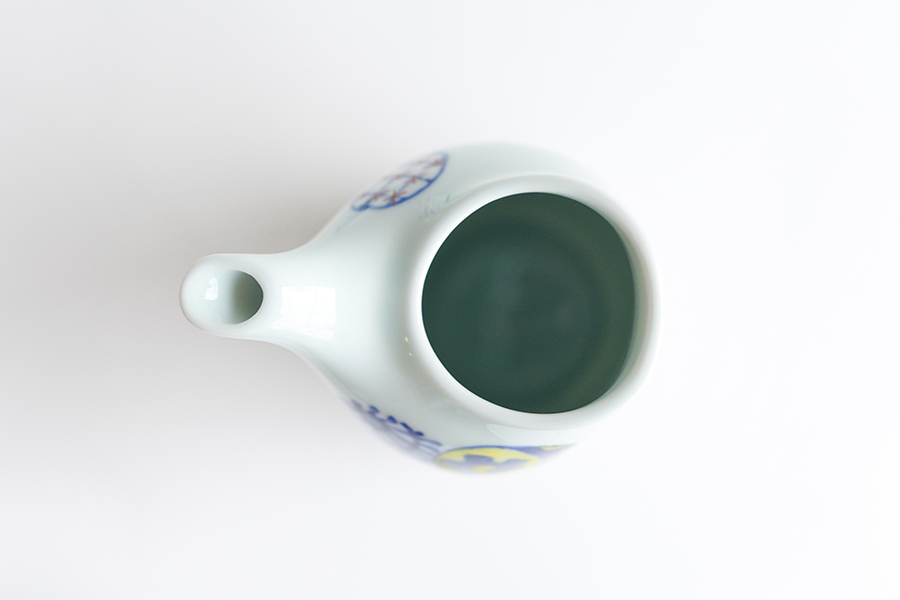 溪山窯-染錦蛸唐草丸紋注器/清酒壺(MS)