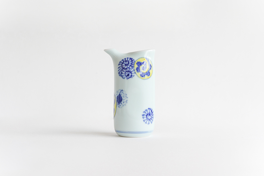 溪山窯-染錦蛸唐草丸紋注器/清酒壺(MS)