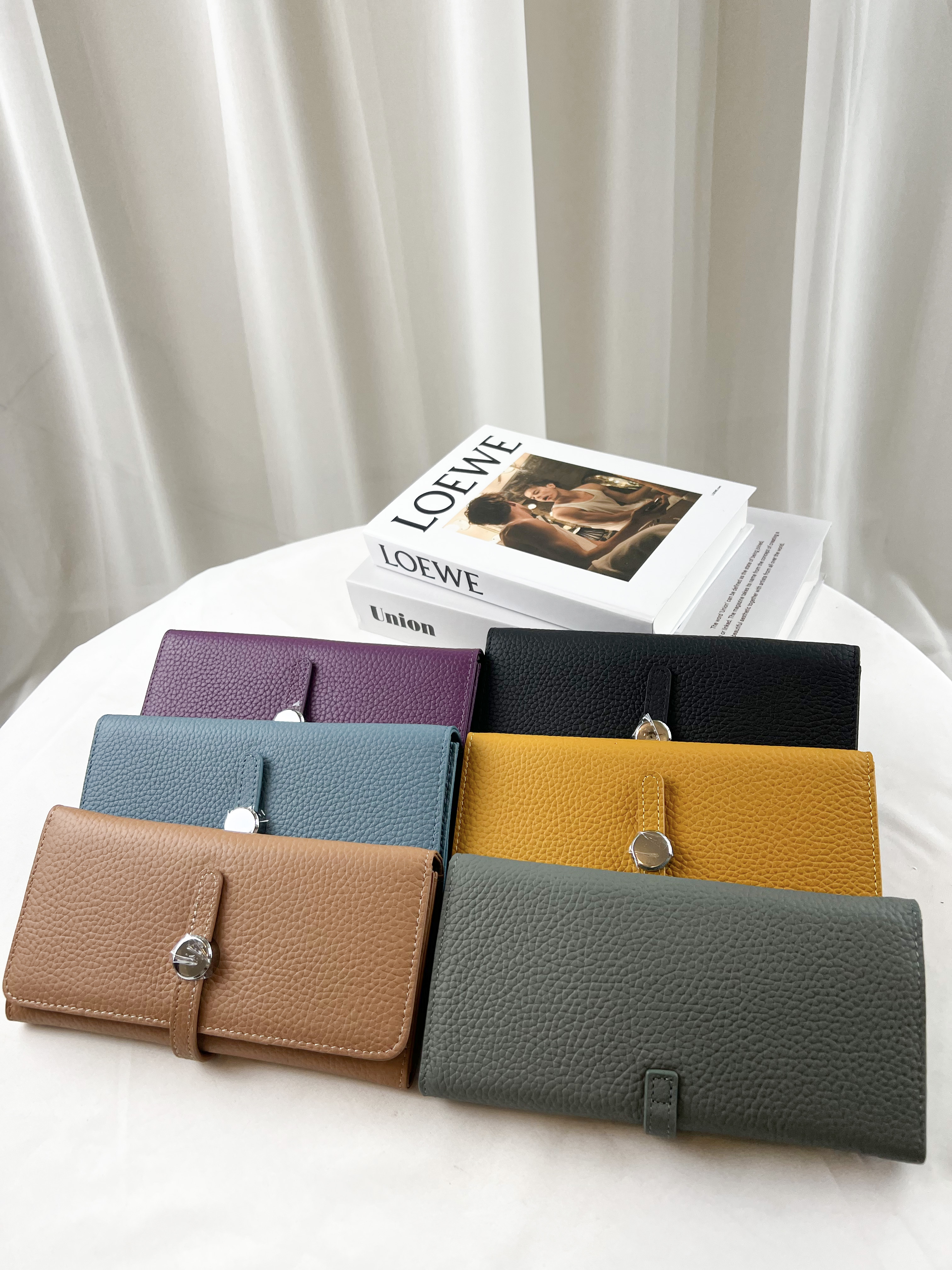 簡約銀釦真皮牛皮翻蓋長夾  #SM-5159