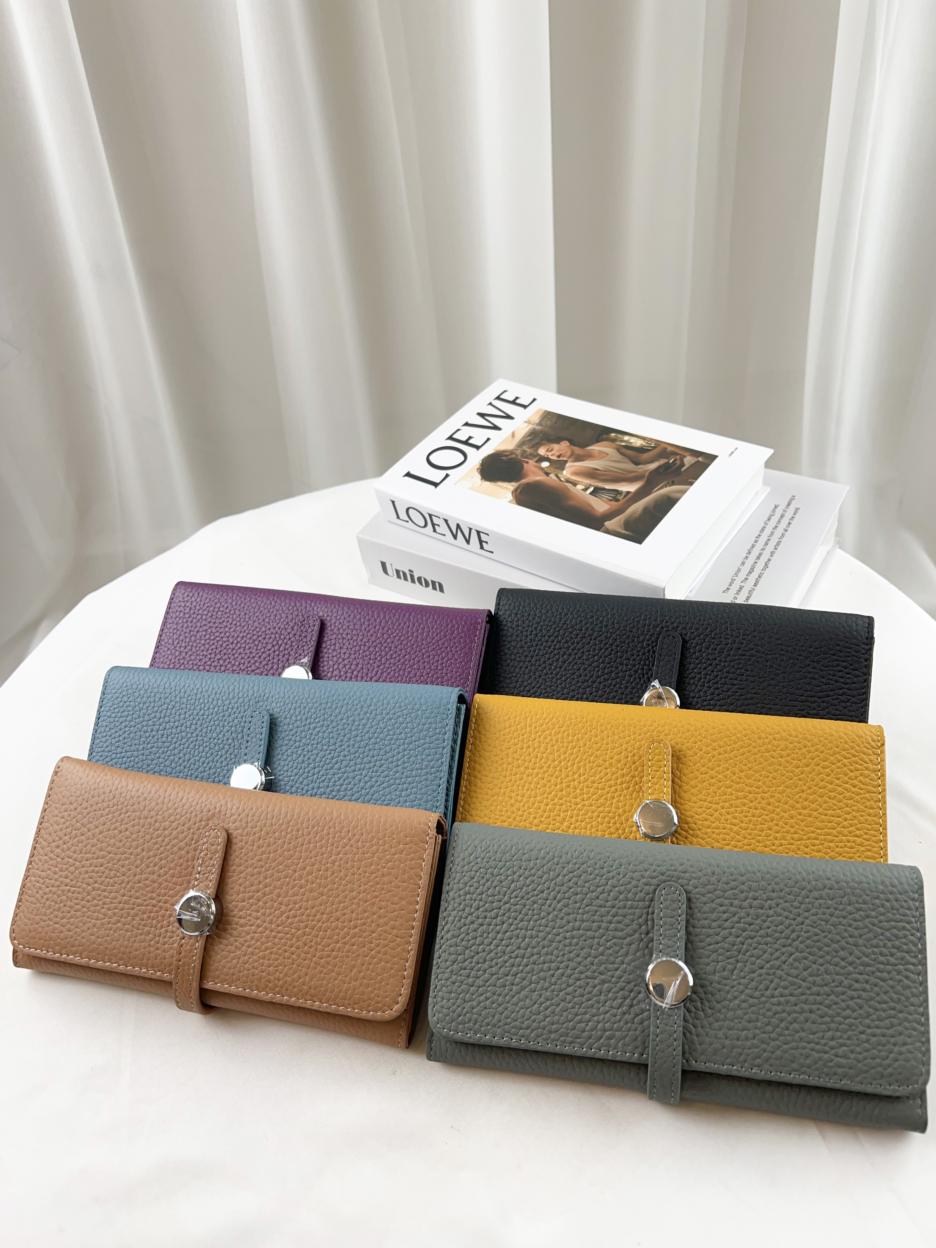 簡約銀釦真皮牛皮翻蓋長夾  #SM-5159