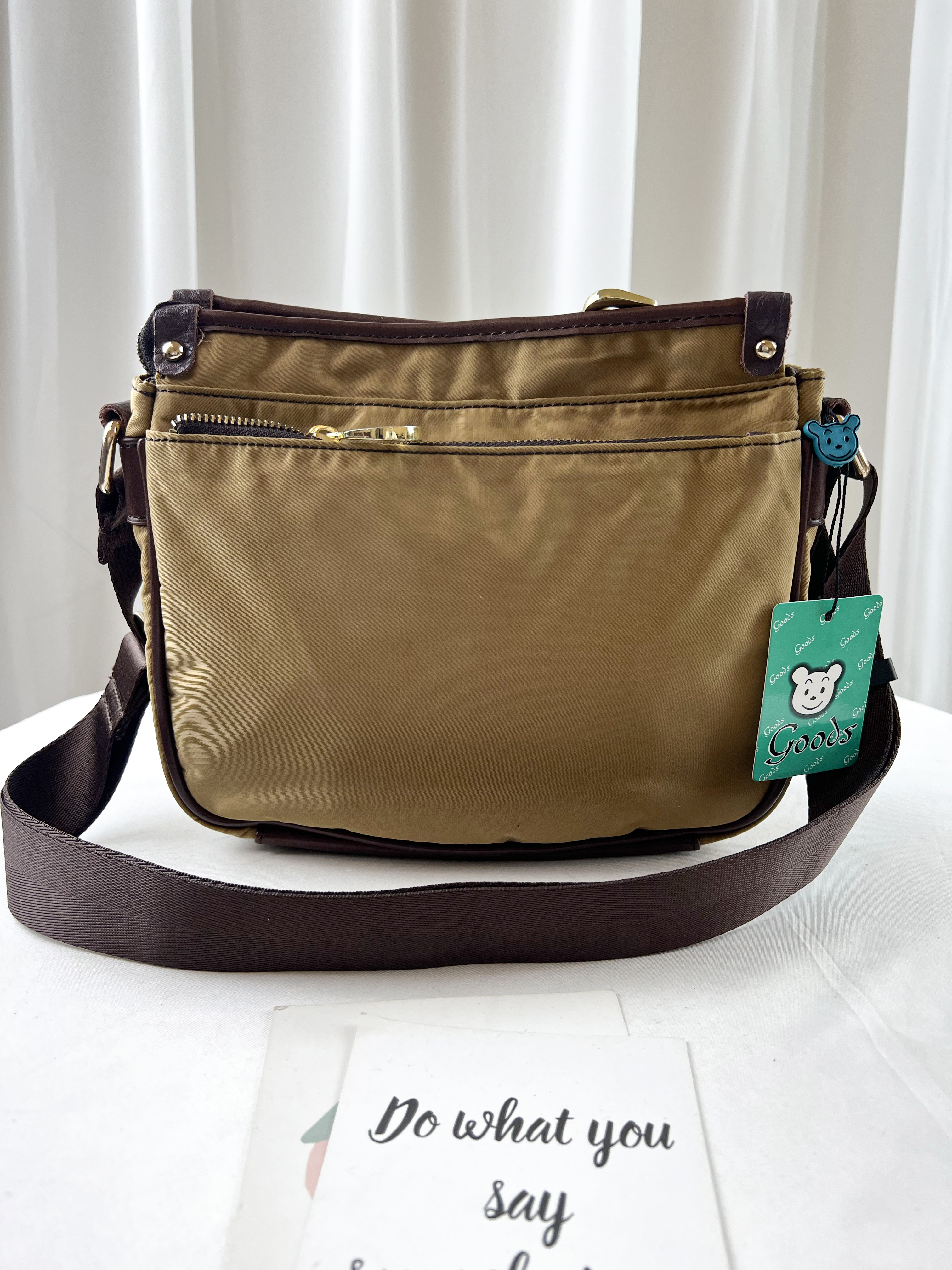 焦糖棕 真皮牛皮防潑水側背包 #SM-5515