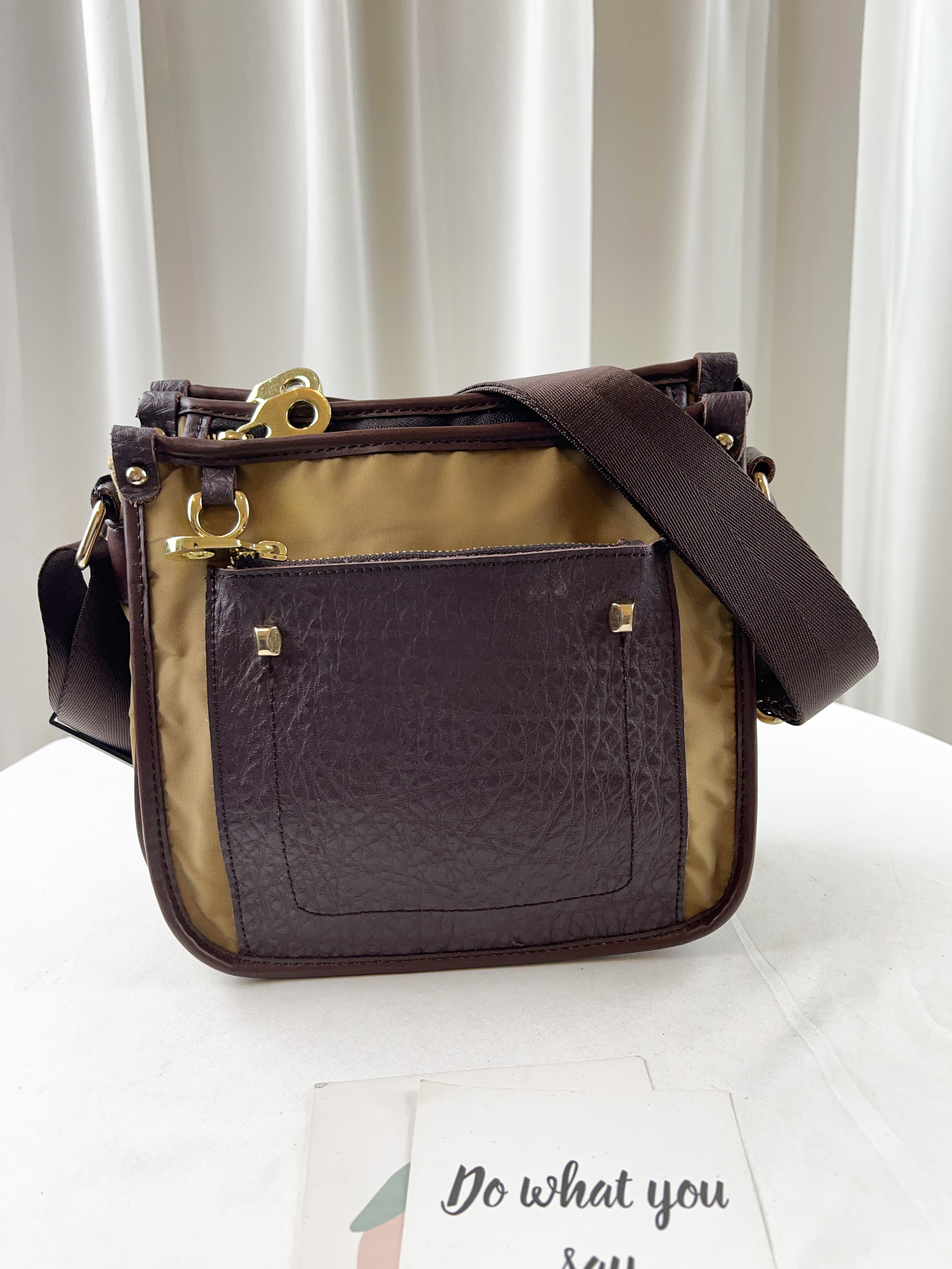 焦糖棕 真皮牛皮防潑水側背包 #SM-5515