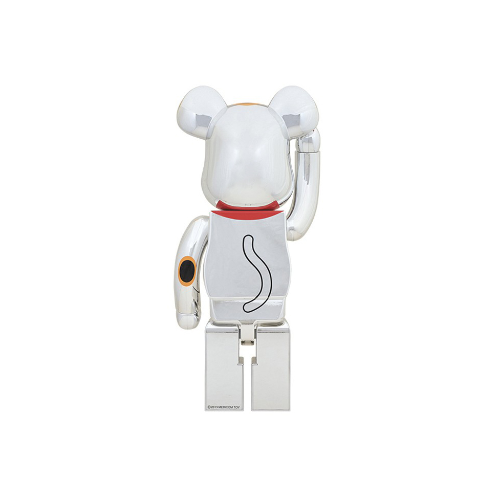 -(G37)-BE@RBRICK MANEKINEKO 1000% SILVER PLATING 招財貓 電鍍銀