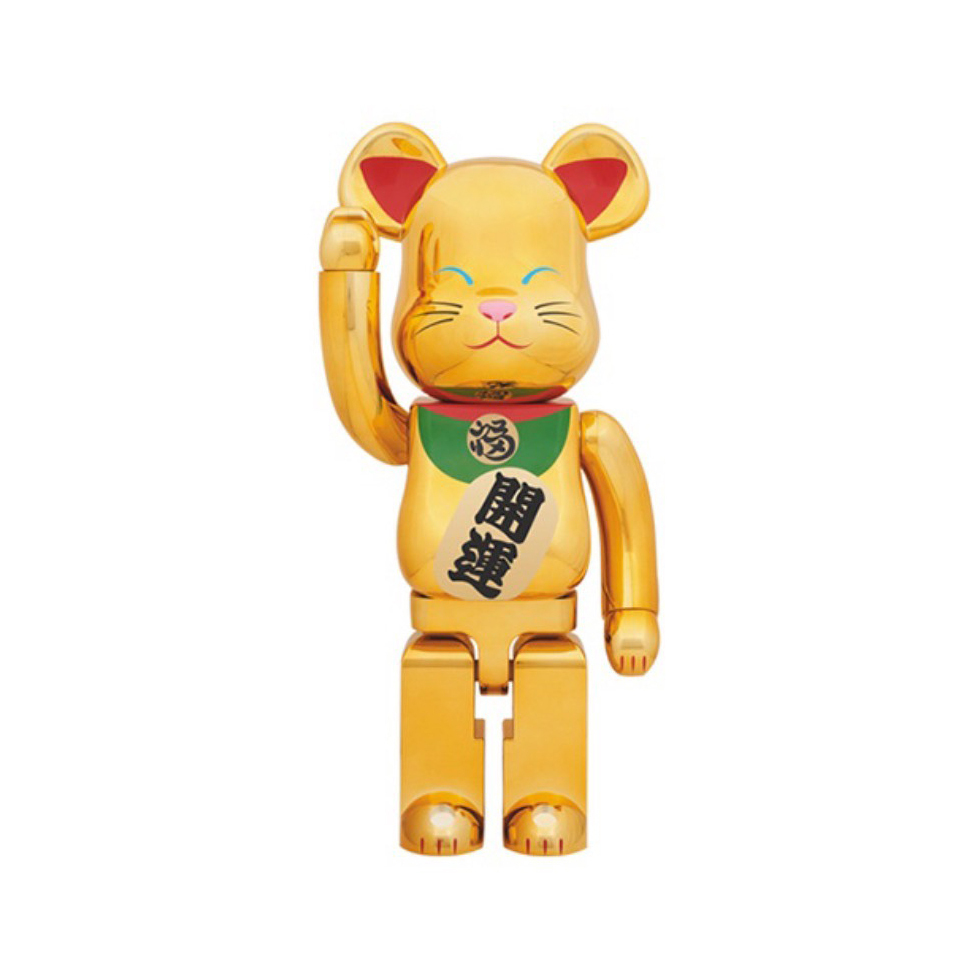 -(G34)- BE@RBRICK MANEKINEKO 1000% GOLD PLATED VER.2 瞇咪眼 電鍍 黃金招財