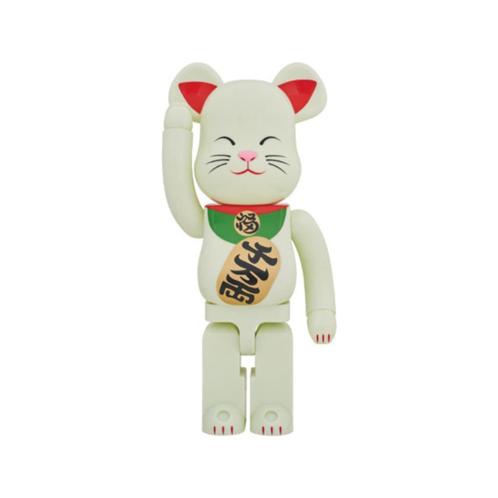 BE@RBRICK B@ MANEKINEKO GID VER 千萬兩 瞇眼招財貓 夜光綠 1000%