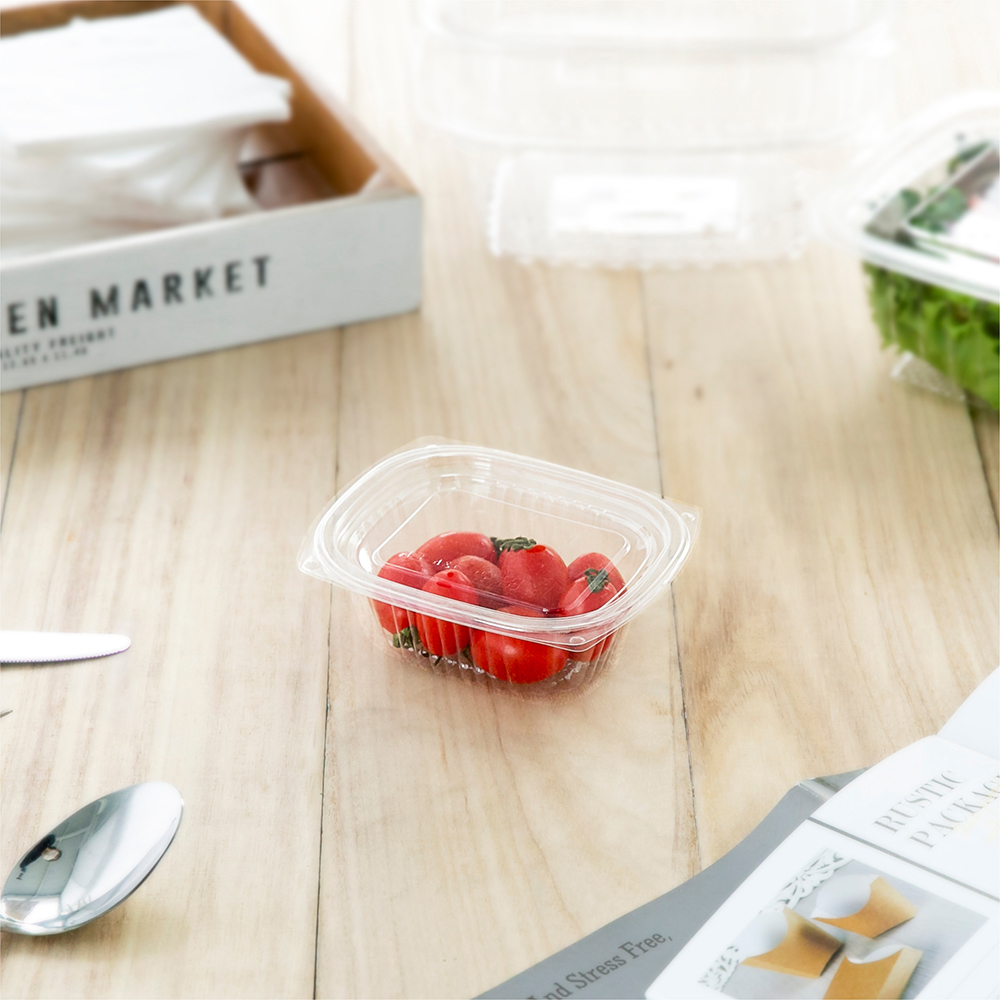 塑膠透明沙拉盒-LT 方形平蓋 6oz