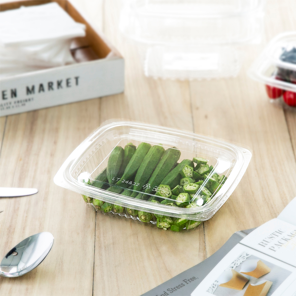 塑膠透明沙拉盒-LT 方形平蓋 24oz