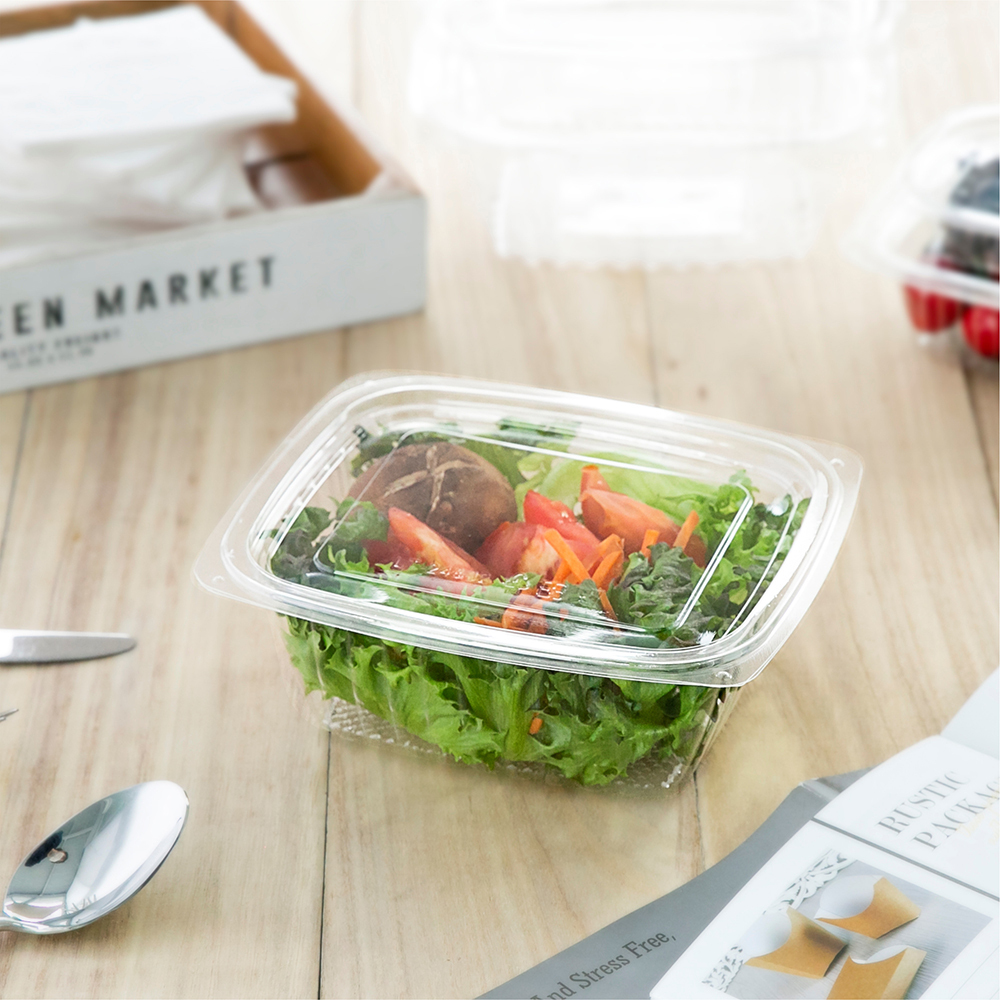 塑膠透明沙拉盒-LT 方形平蓋 32oz