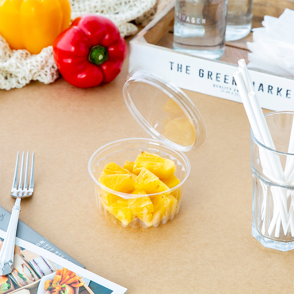 塑膠連體沙拉盒 圓形平蓋 12oz