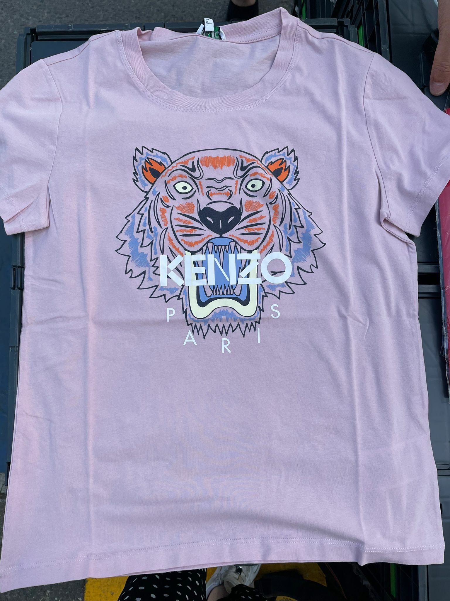 KENZO PINK T SHIRT WITH TIGER LOGO AND WHITE KENZO WORD