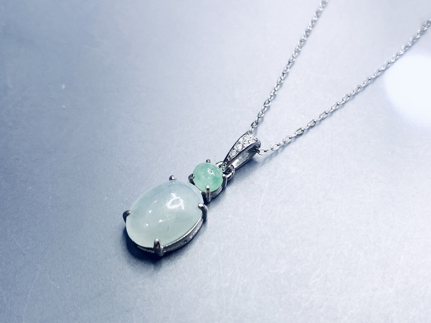 初夏丨果綠翡翠銀墜