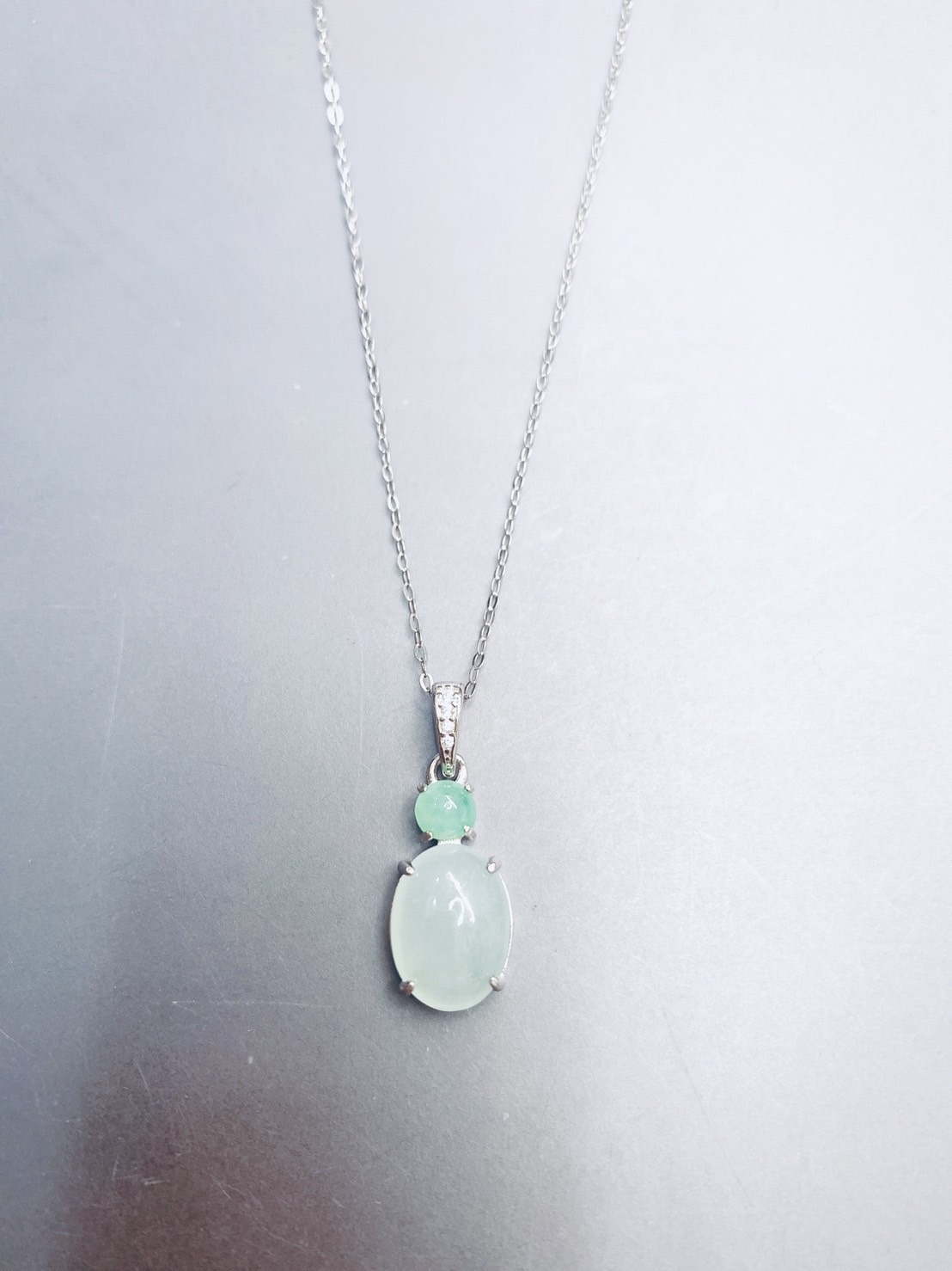 初夏丨果綠翡翠銀墜