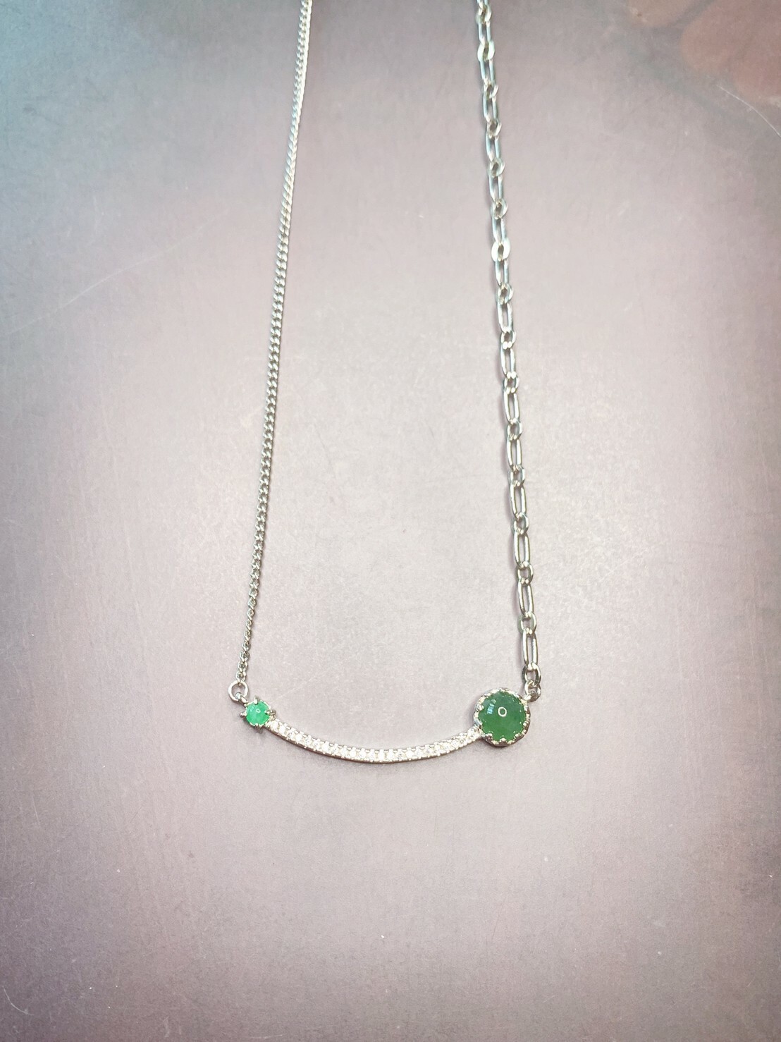 現代簡約丨 高品質綠貨翡翠銀鍊