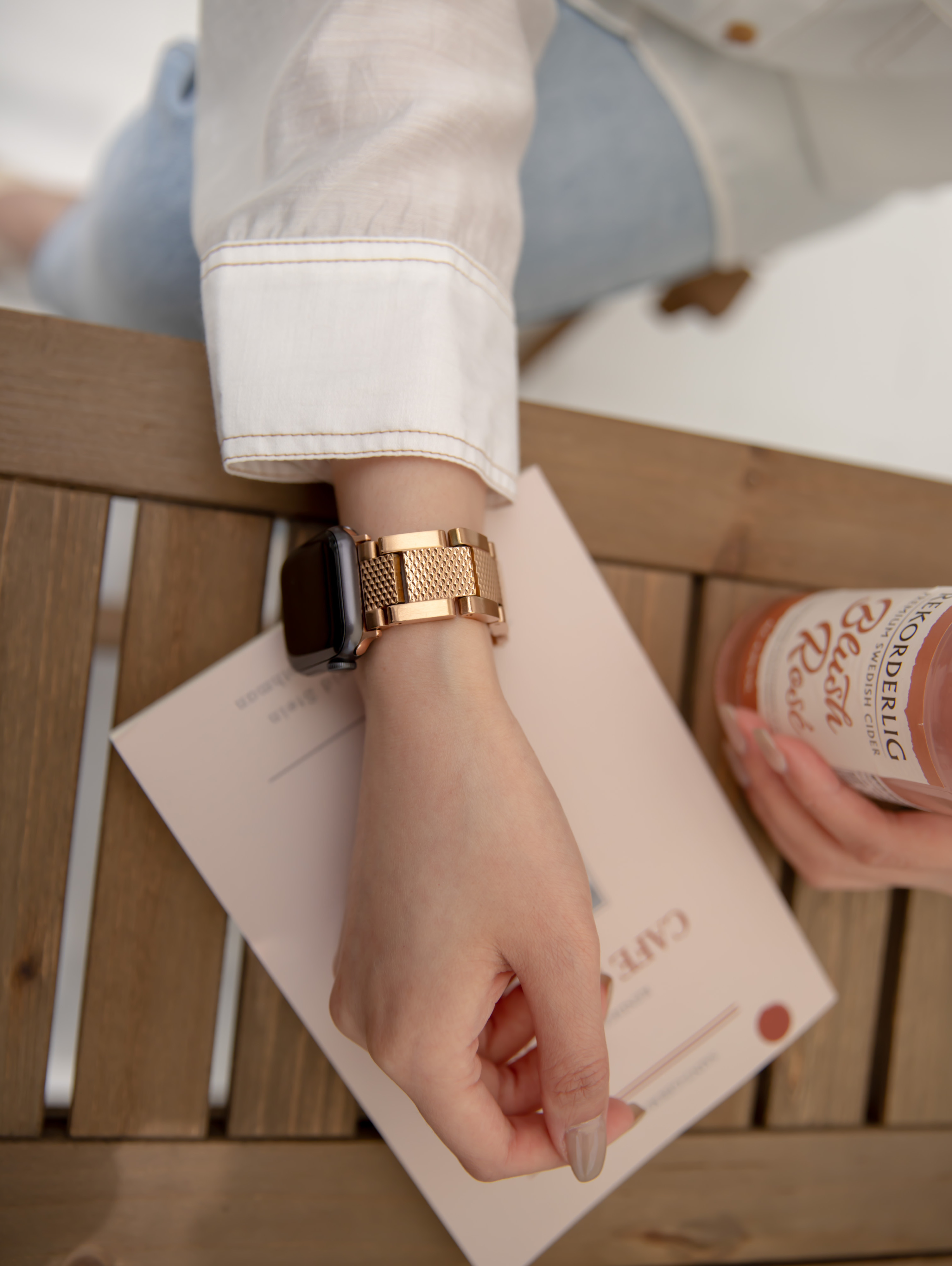 Apple Watch 硬漢粗獷霧面錶帶（玫瑰金）