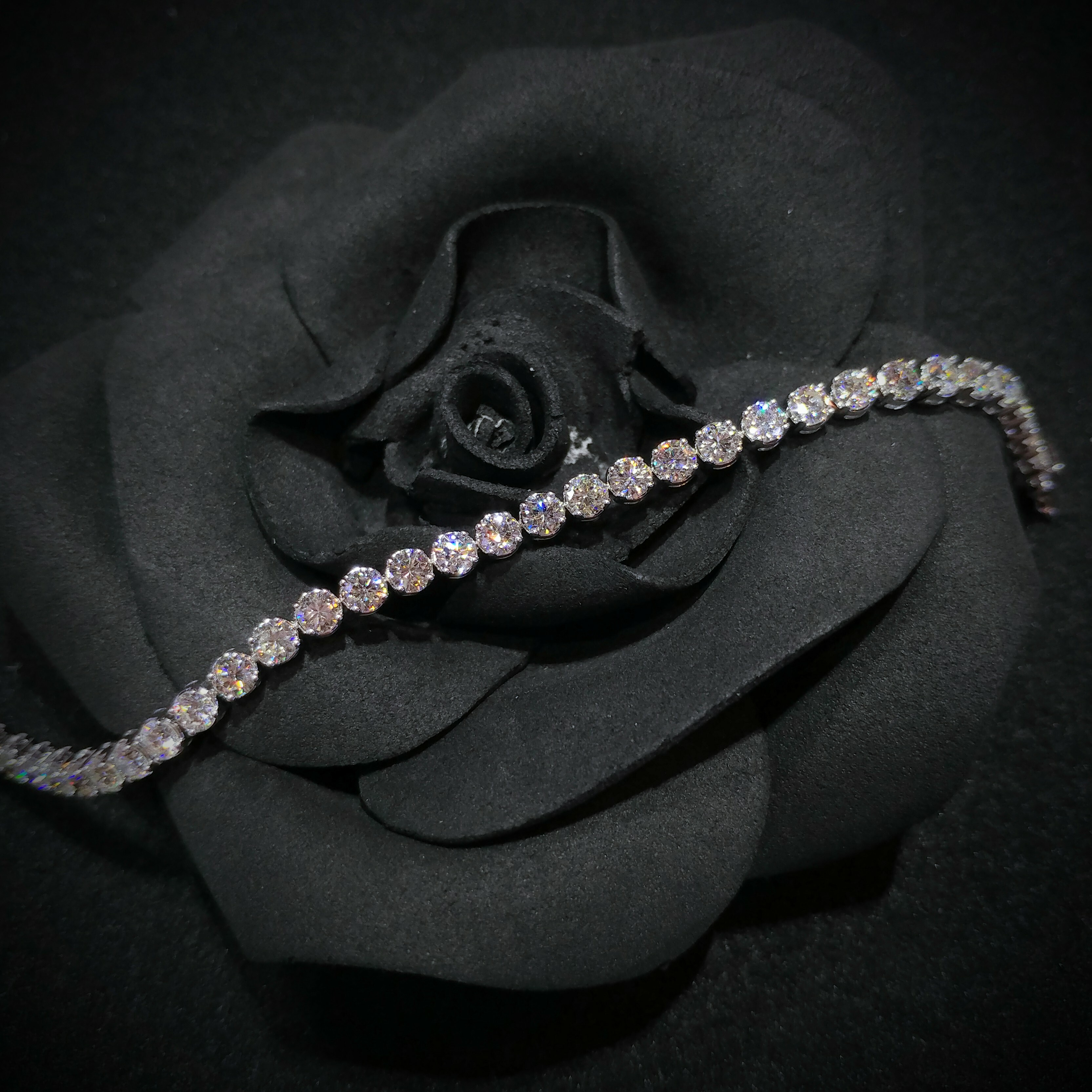 全新18K白金6卡34份鑽石手鍊