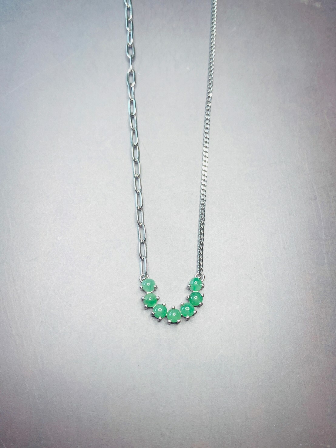 鮮果丨果綠色翡翠銀項鍊