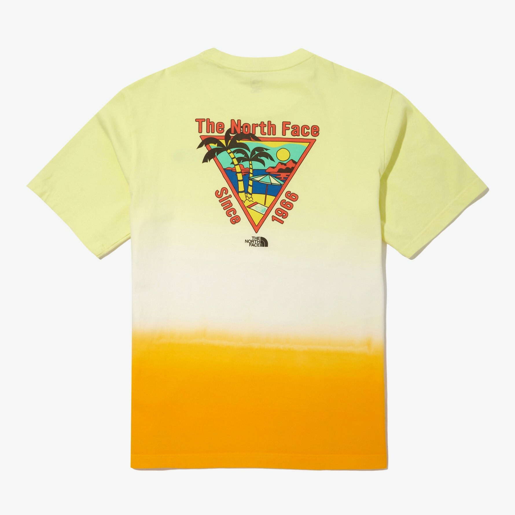 THE NORTH FACE BLUE MARINE 黃白 夕陽漸層 椰子樹 圖案 短袖 短T NT7UN17C