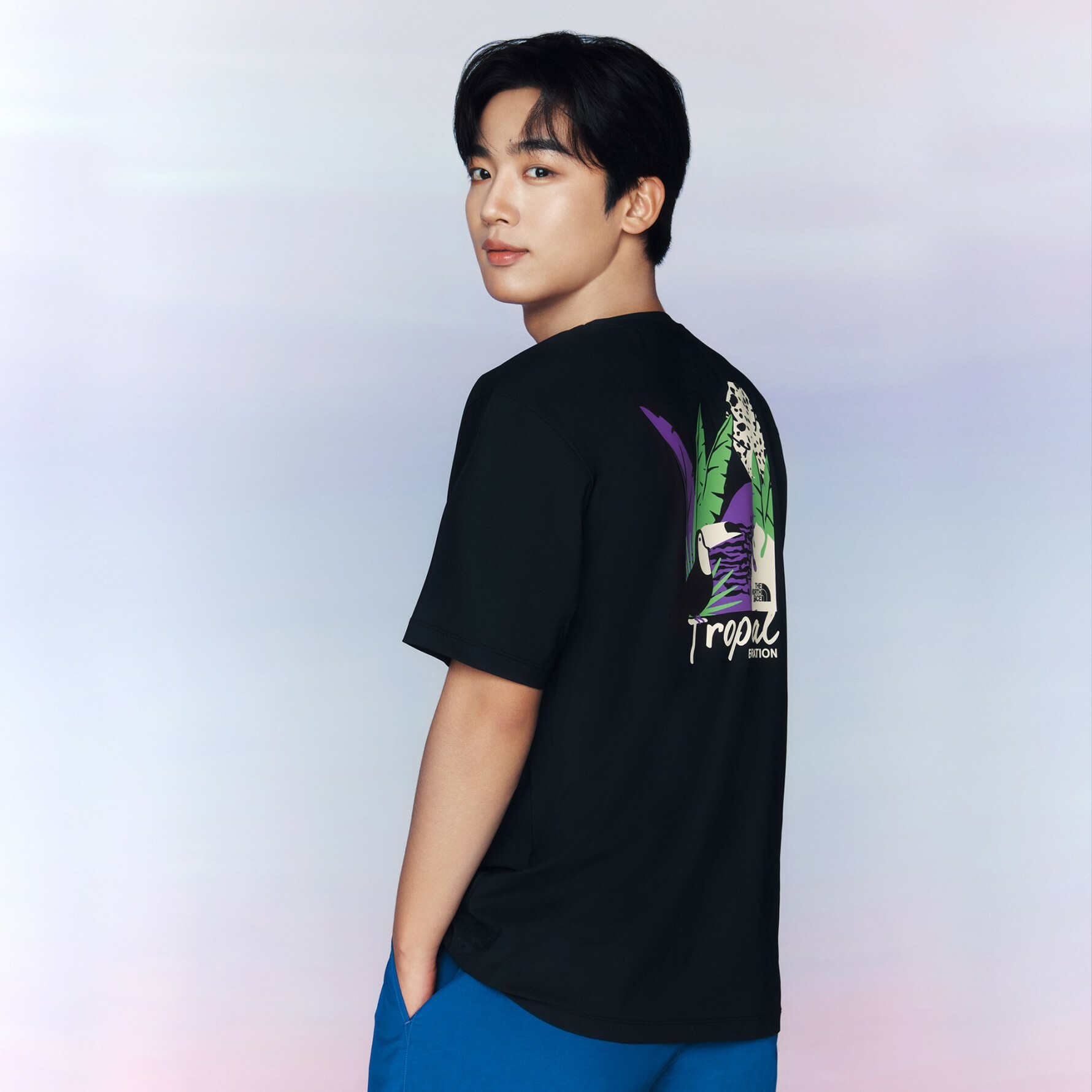 THE NORTH FACE SURFSIDE 白標限定 熱帶探險 男 短袖 短T 黑 NT7UN20J