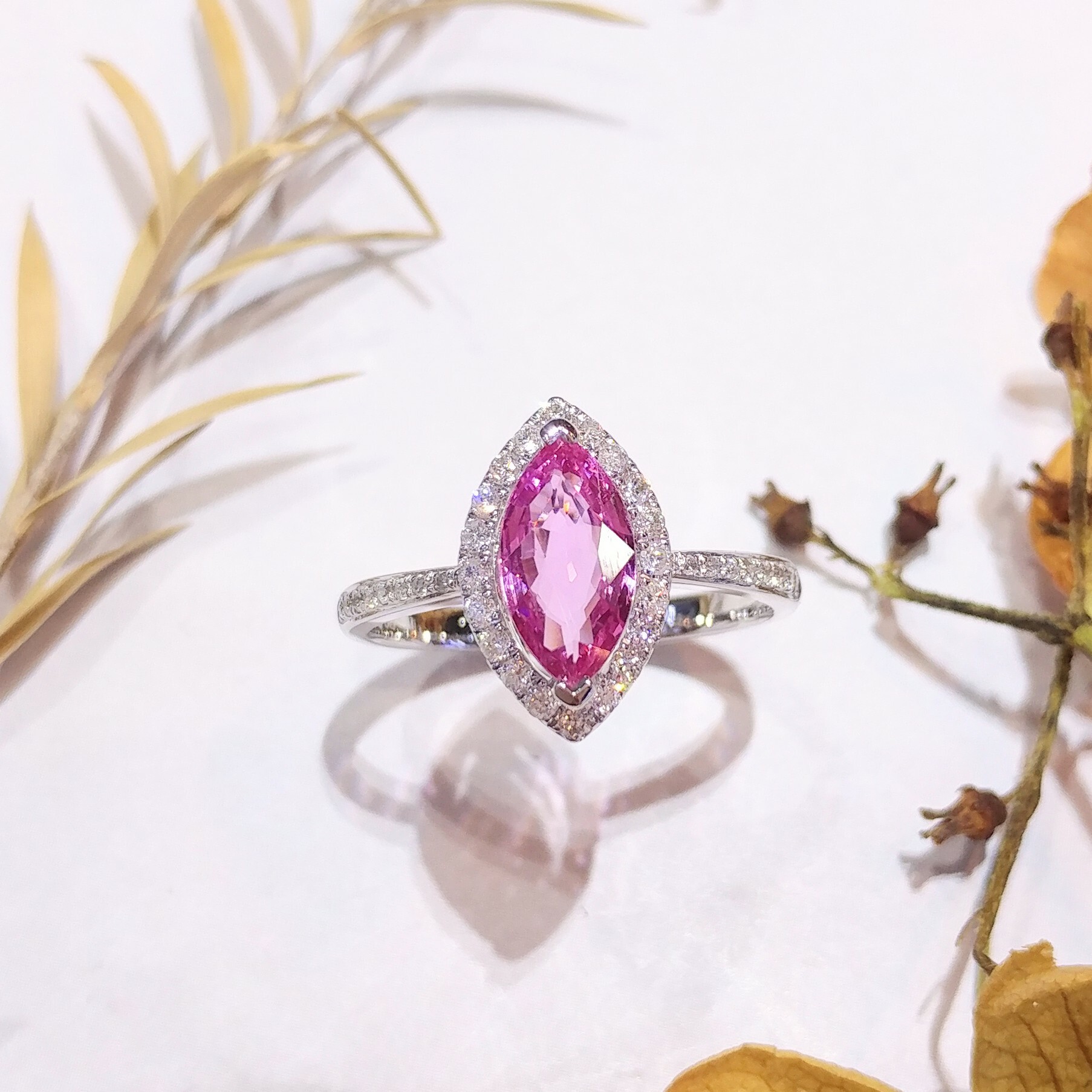 18K White Gold 1.11ct Sapphire and Diamond Ring