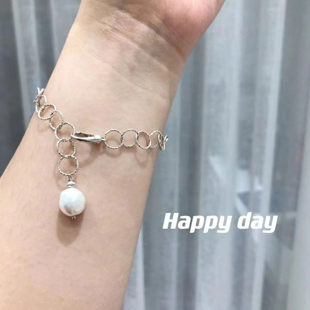 韩国Happy day饰品 纯银手链 两色可选 长度20CM