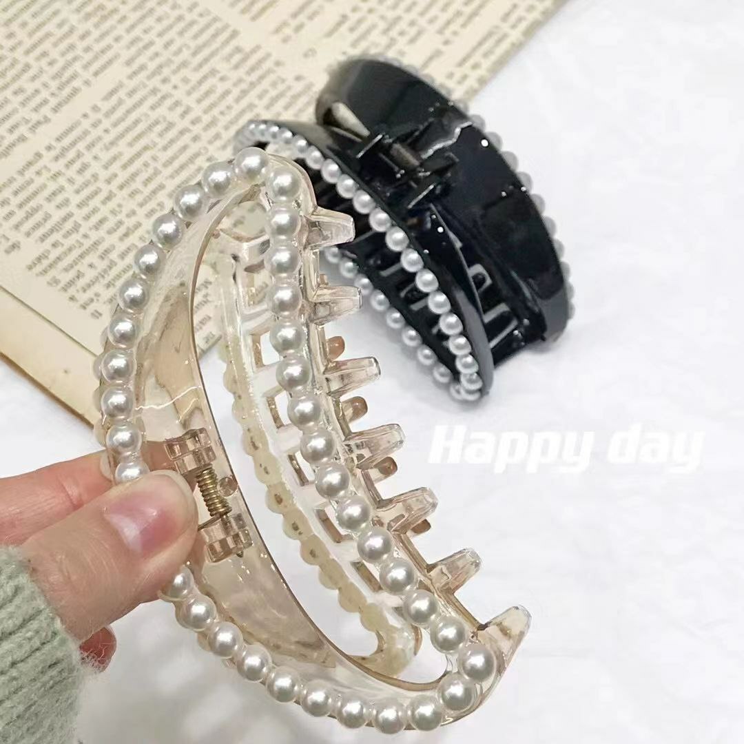 韩国Happy day饰品 珍珠抓夹