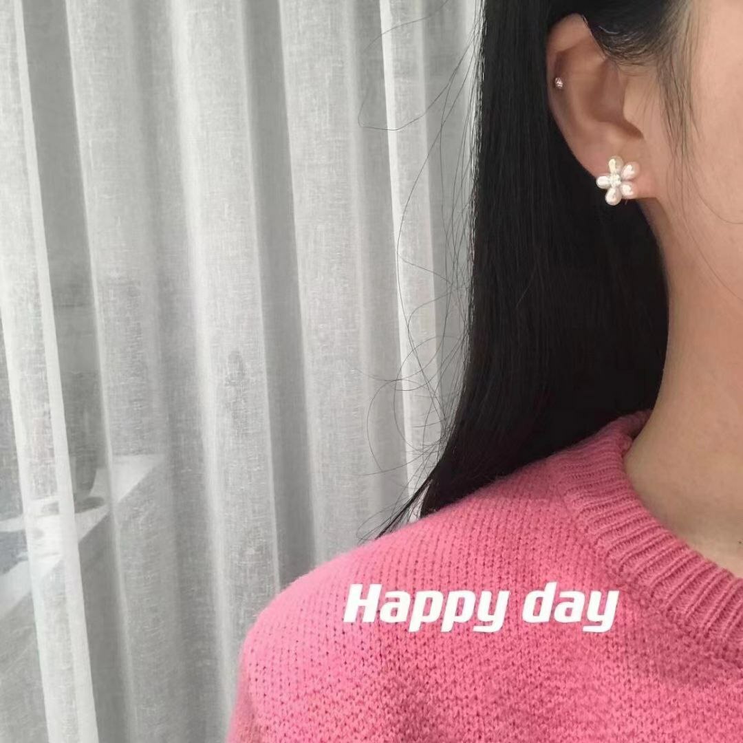 韩国Happy day饰品 纯银耳钉 花朵➕“花芯” 一款两戴 性价比💯
