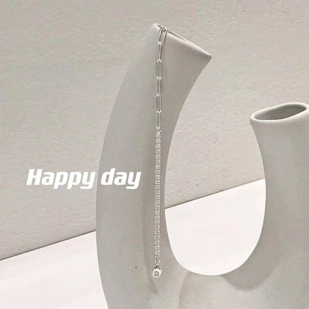 韩国Happy day饰品 - 纯银手链 最长19CM  - 同款脚链 最长25CM