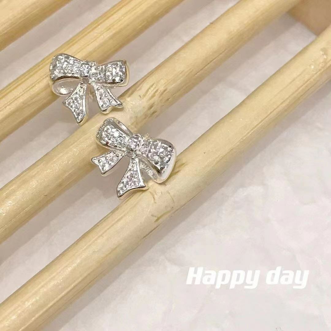 韩国Happy day饰品 纯银蝴蝶结耳钉🎀