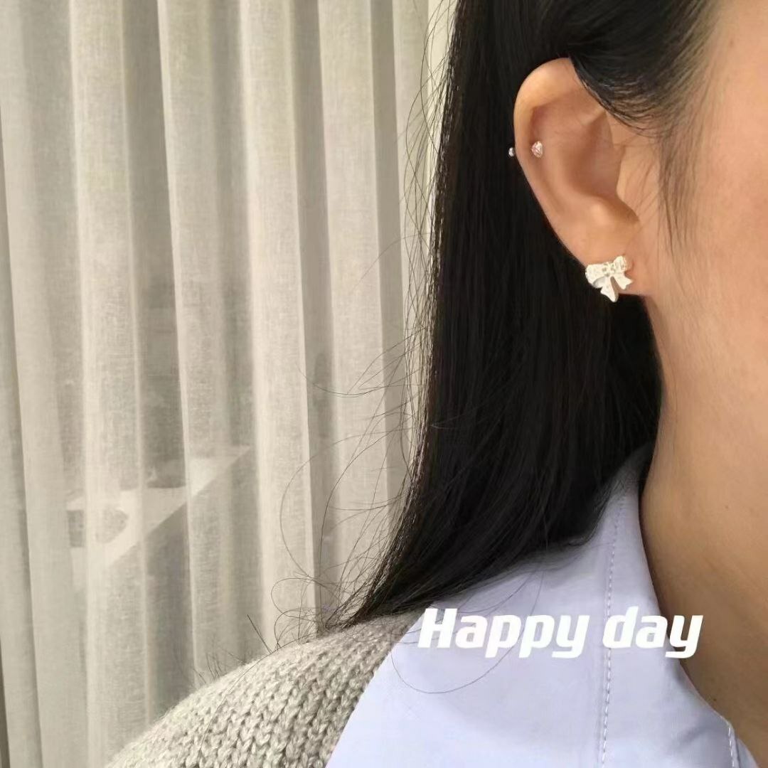 韩国Happy day饰品 纯银蝴蝶结耳钉🎀