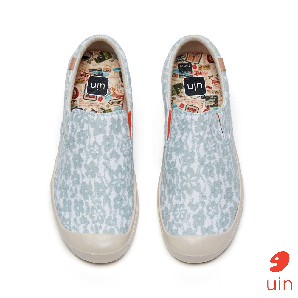 【 Uin 】西班牙原創設計 | 淺草綠 卡迪斯 蕾絲彩繪 女鞋 彩繪鞋 休閒鞋 懶人鞋