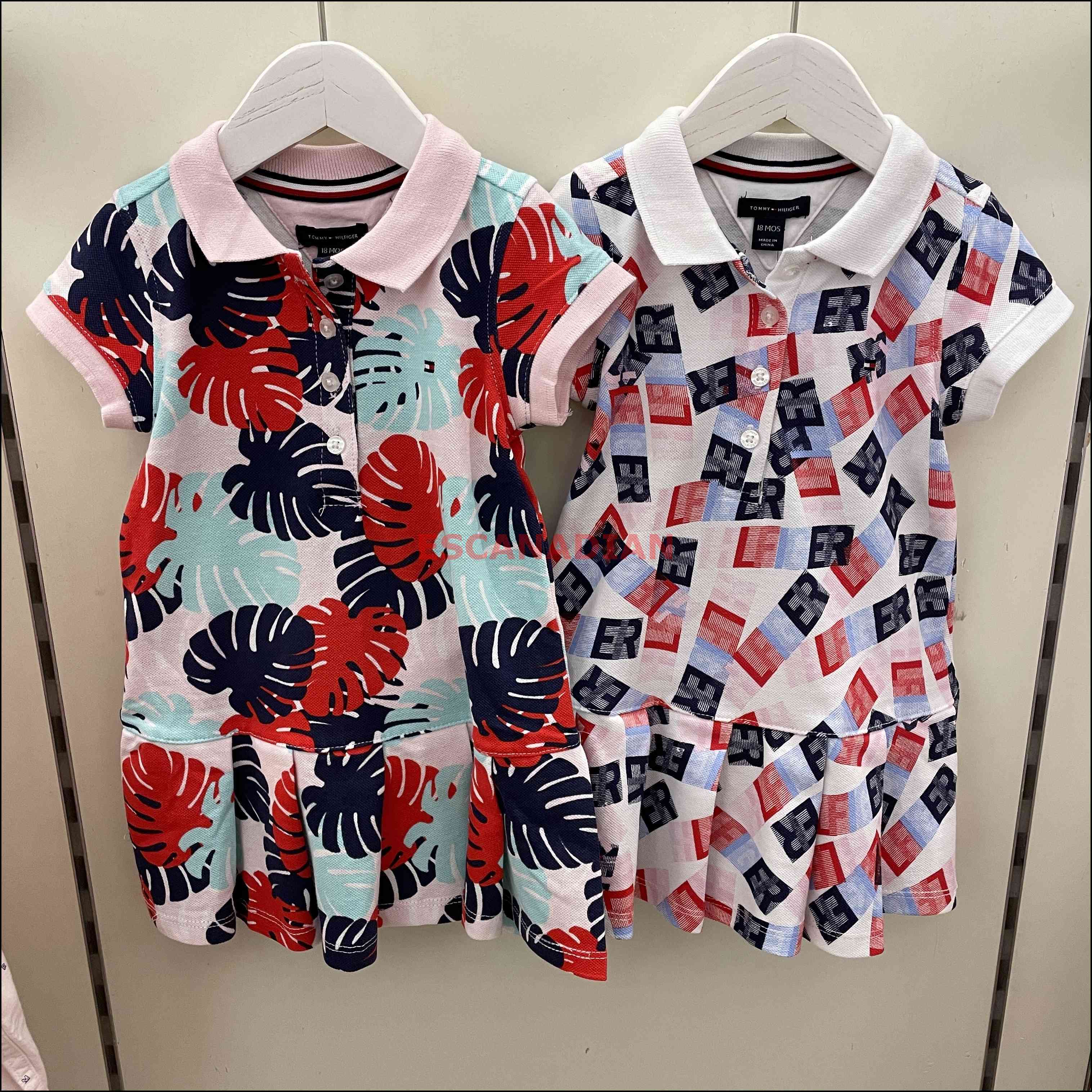 TOMMY 小女童/BABY 滿版花紋 Polo衫洋裝 (2色) (附安全褲)