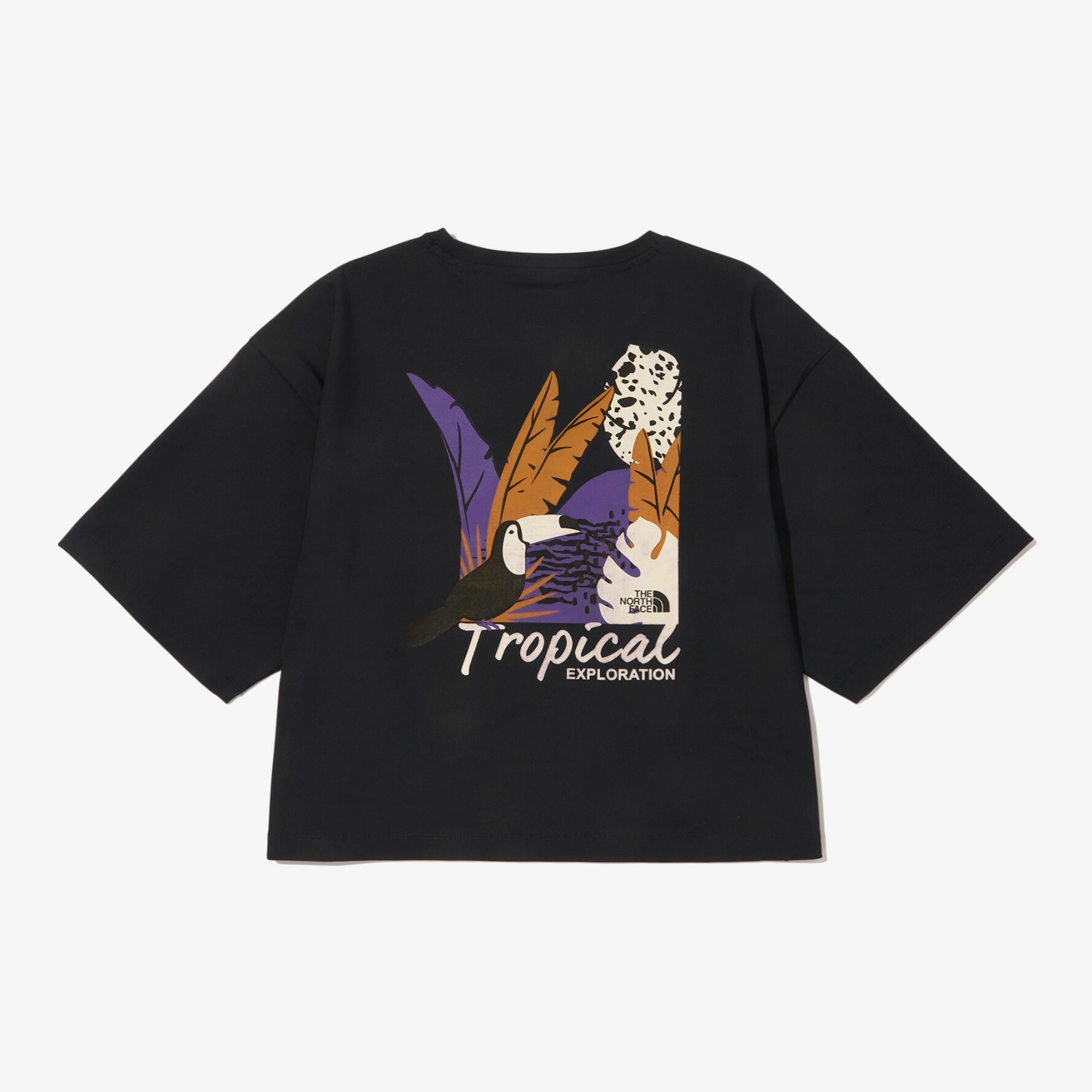 THE NORTH FACE SURFSIDE 白標限定 熱帶系列 女 短版 短袖  黑 NT7UN33J