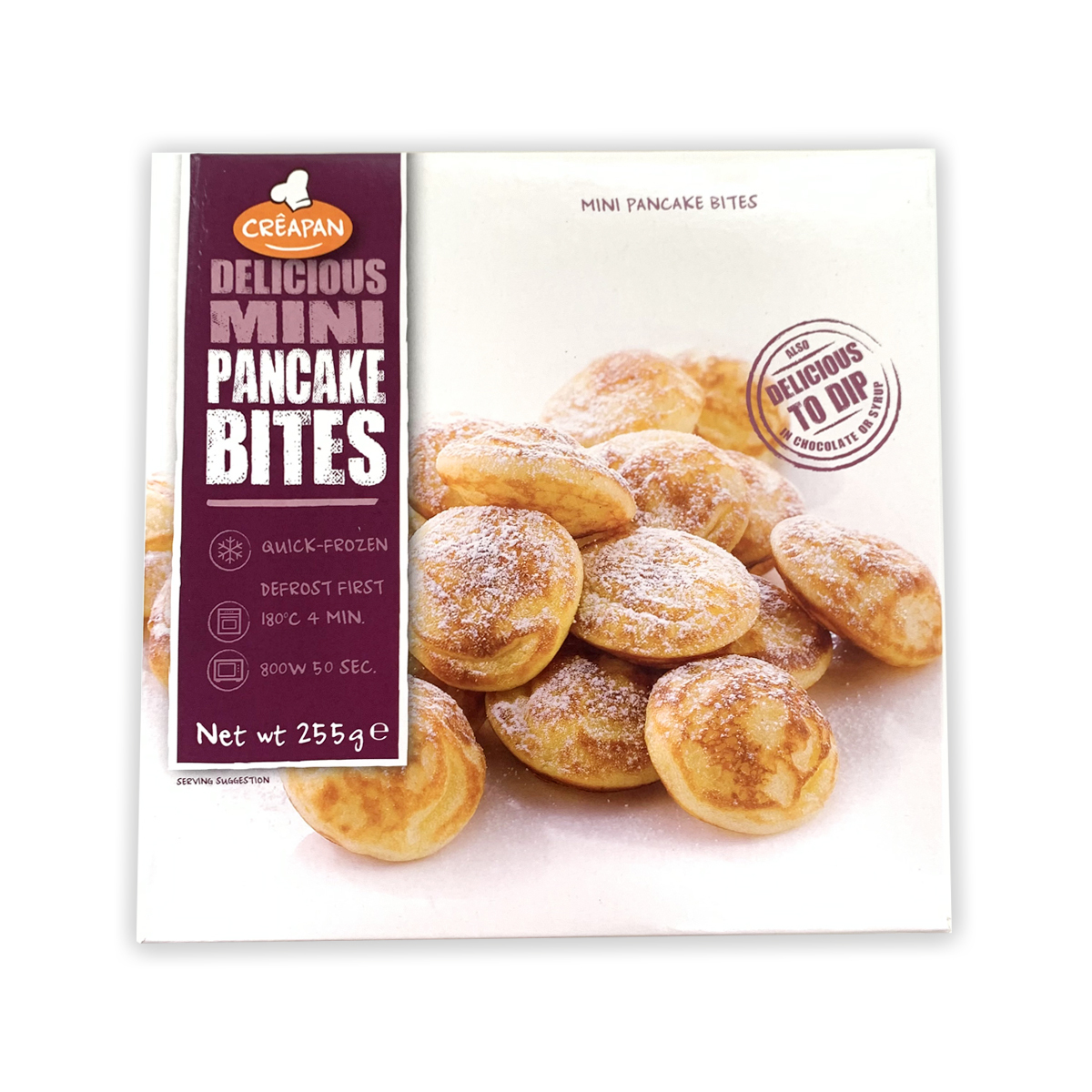 Creapan - 比利時盒裝原味一口班戟(雞蛋仔) (約255克) (急凍) #熱香餅 #甜品 #糖漿 #加熱即食 #小吃 #下午茶 #派對