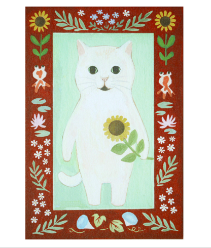 白貓 貓咪繪本明信片｜日本 4legs