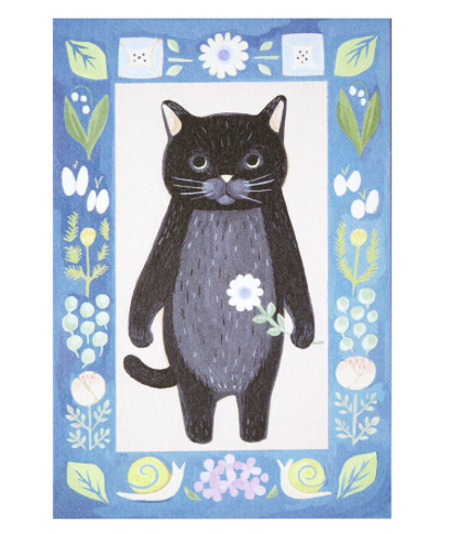 黑貓 貓咪繪本明信片｜日本 4legs