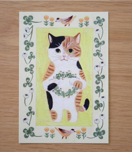 三花貓 貓咪繪本明信片｜日本 4legs