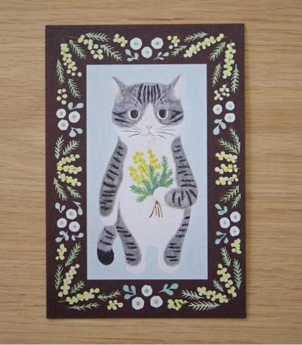 銀虎斑 貓咪繪本明信片｜日本 4legs