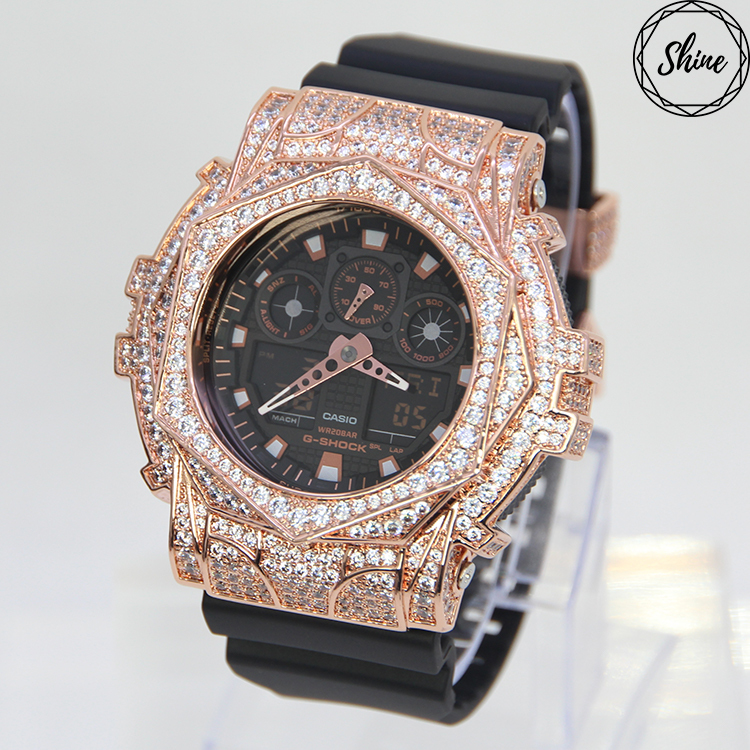 玫瑰金色 改裝手錶 GA-100GBX-1A4 - 玫瑰