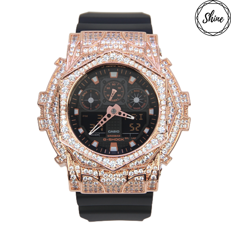 玫瑰金色 改裝手錶 GA-100GBX-1A4 - 玫瑰