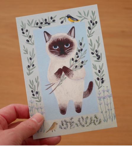 暹羅 貓咪繪本明信片｜日本 4legs