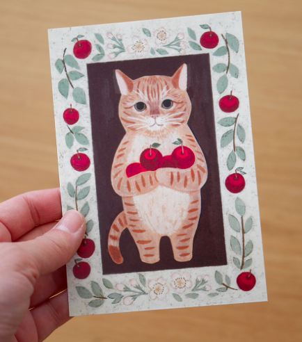 橘虎斑 貓咪繪本明信片｜日本 4legs