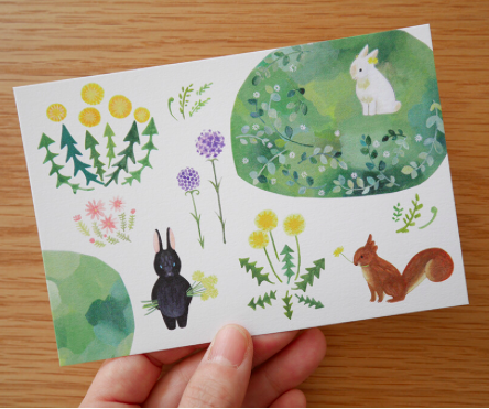 森林動物 插畫明信片｜日本 4legs